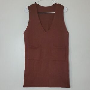 Sweater Vest Mini Dress Size Extra Small BoHo Cinnamon Spice Girls Pockets